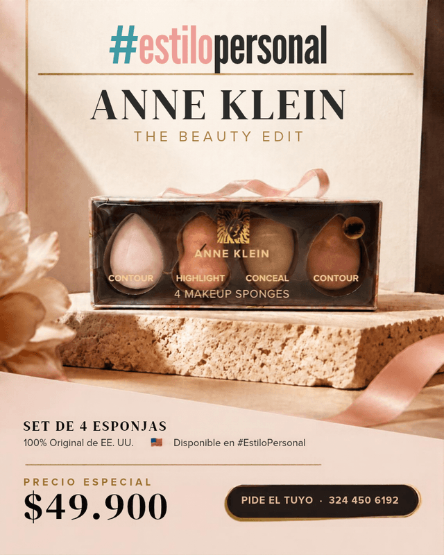 Set de Esponjas de Maquillaje Anne Klein (4 Unidades - Libre de Látex)
