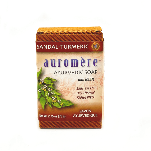 Jabón Ayurvédico Artesanal Auromère Sándalo & Cúrcuma con Neem (78 g / 2.75 oz)
